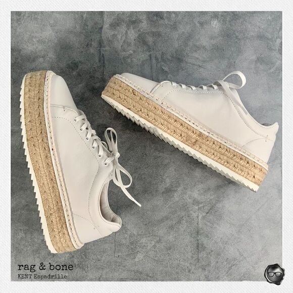 RAG & BONE KENT ESPADRILLE PLATFORM SNEAKER IN WHITE WOMEN’S SIZE 6.5 NEW IN BOX